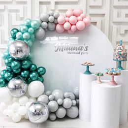 125 stks Chrome Donkergroene Ballonnen Garland Arch Kit Roze Bruiloft Decoratie Baby Shower Birthday Party Decor Metallic