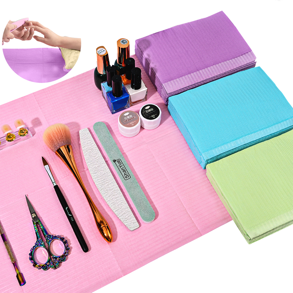 125PCS Disposable Nail Art Table Mat 46.5*34cm Foldable Clean Pad Beauty Nail Care Polish Waterproof Tablecloth Manicure Tools