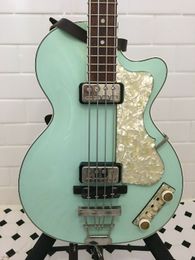 125e ​​verjaardag 1950's Hofner Viool Club Groene Elektrische Bas Gitaar 30 "Korte Schaal, White Pearl Pickguard