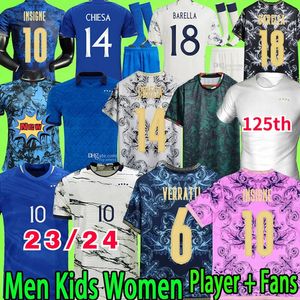 125th Italie Jerseys de football 125e anniversaire Retro Baggio Italia Verratti Chiesa 1994 Maglie Da Calcio Totti 2023 Kit de football Barella Maldini Bonucci Kid Kit