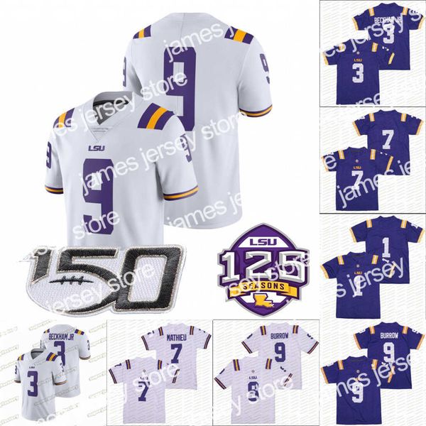 125e Lsu Tigers College Football Maillots 9 Joe Burrow 3 Odell Beckham Jr7 G Rantd Elpit1 K Ristianf