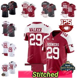 125th Red River Sooners College Football Jersey Tawee Walker Jackson Arnold Drake Stoops Dillon Gabriel Baker Mayfield Sammy Brown Bowman Jr. Antraciet Rood Zwart