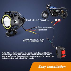 125W U7 LED Auxiliary Motorcycle Angel Eyes Headlight Explorers DRL Spotlights Bright LED Bicycle Lamp Accessoires Foggers