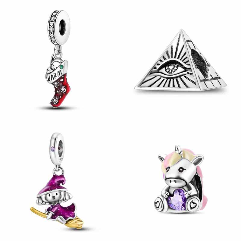 126 100% 925 STERLING Gümüş Piramit Magic School Charms Boncuklar Büyücü Fit Orijinal Pando Bilezikler DIY Yıldönümü Takı Yapımı