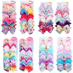 126 Couleur 5 Hair Bow Girl Barrettes d'impression colorée Cool Accessoires pour cheveux de bébé Licorne Jojo Siwa Bows 6pcs Emballage de carte 302 U2 ZZ