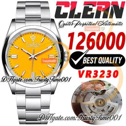 126000 VR3230 Automatische unisex Watch Heren Womens Watches Clean CF 36mm gele dial stickmarkers SS 904L Steel Bracelet Super Edition TrustyTime001 PolsWatches