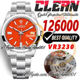 126000 VR3230 Automatique Unisexe Watch Mens Womens Watches Clean CF 36mm Red Dial Stick Markers SS 904L Bracelet en acier Super Edition TrusyTime001