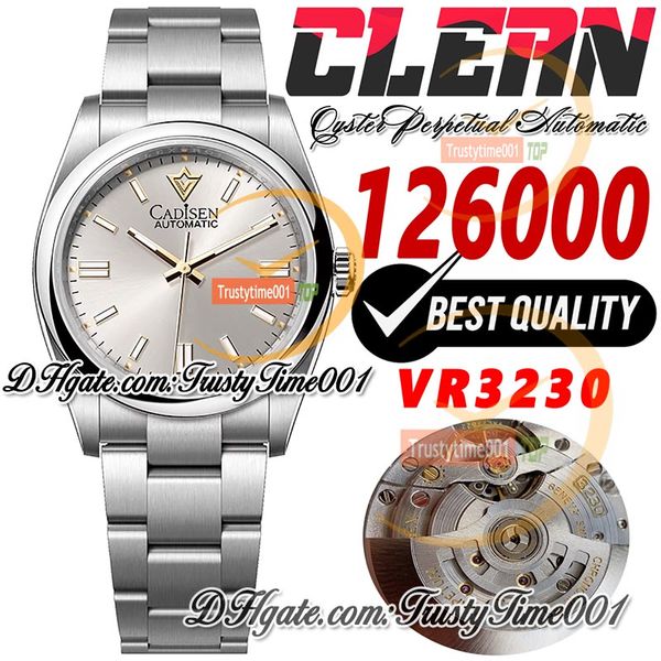 126000 VR3230 Automático Unisex Watch Mens Relojes para mujer CF 36 mm Silver Dial Stick Markers SS 904L Acero Bracelet Super Edition Trustytime001 Wutripates de pulsera