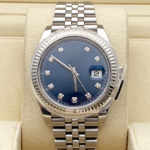 126334 41mm horloges Fabriek Jubilee Blue Diamond Dial 18K White K Gold Bezel Eta 2813 Sport Factory Crystal Luminous Watch