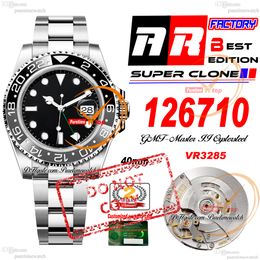 126710GRNR VR3285 Automatische heren Watch Arf Gray Ceramic Bezel Black Dial 904L Oystesteel Bracelet Super Edition dezelfde seriële garantiekaart PuretimeWatch Ptrx
