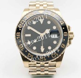 126713 126718 Hora Manecilla ajustable AR Factory Factory Movimiento automático GMT para hombres Dos tonos Oro de 18 quilates Negro / Gris Cerámica Bisel Platino 3285 Relojes de pulsera