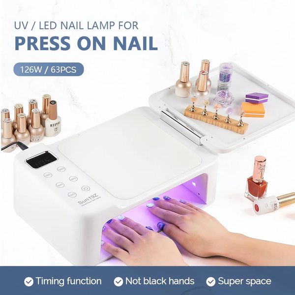 126W Luces 63ladas Lámpara LED LED secador de uñas con soporte para el soporte manual Lámpara de uñas grandes esmalte de gel de gel rápido para la manicura 231227