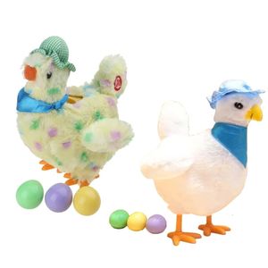 127D Elektronisch gekke kip pluche speelgoed elektrisch grappig zingend dansende eieren kippen voor poppenmuziek dieren kinderen verjaardag 240401