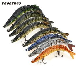 128 cm leurres de pêche réaliste multijoint 9 segments brochet Swimbait manivelle 3D yeux leurre de pêche dur faux poisson Bait8654423