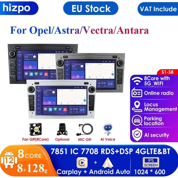 Lecteur GPS de voiture 128G 4G-LTE Android 2din pour Opel Astra H J 2004 Vectra Vauxhall Antara Zafira Corsa C D Vivaro Meriva Veda Radio