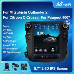 128G DSP Android 10 Car dvd Radio para Mitsubishi Outlander xl 2 2005-2011 para Citroen c-crosser Tesla pantalla Vertical Navi