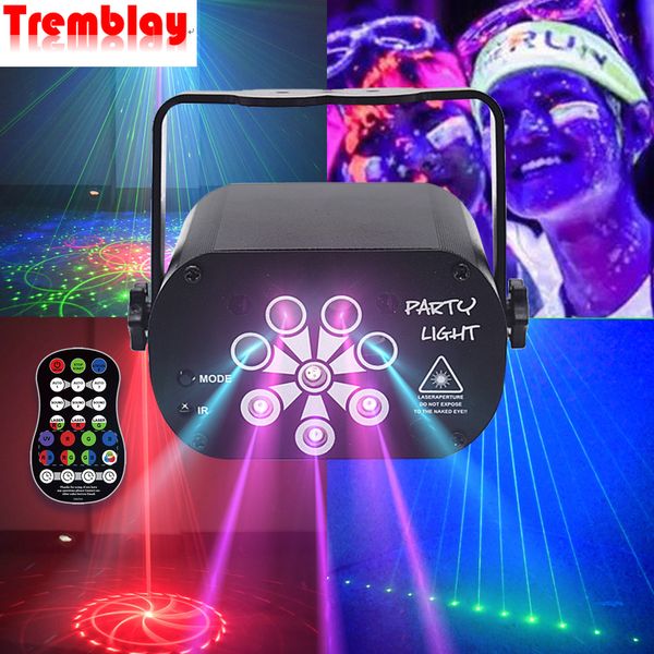 129 Patrones de iluminación láser USB recargable Led proyector láser luces RGB UV DJ Sound Party Disco Light para boda fiesta de cumpleaños dj dormitorio