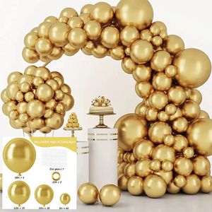 129 pièces ballons dorés métalliques ballons en latex Kit de ballon de fête différent pour fête d'anniversaire remise des diplômes fête prénatale mariage décoration de ballon de vacances