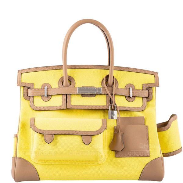 12A 1: 1 Sac fourre-tout de concepteur de qualité supérieure Art Canvas Patchwork Leather Creative Design 35cm CitoLon Yellow Casual Style de grande capacité sac à main de luxe avec boîte d'origine.