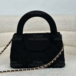 12A 1: 1 Sac fourre-tout de designer de qualité supérieure Sac épaule à chaîne noire pure vintage 19 cm Texture de diamant faite minimaliste sac à main de luxe pour femmes avec boîte d'origine.