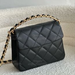 12a 1: 1 bolsos de hombro de diseñadores de calidad de alta calidad clásico de textura de diamantes negros puros puros moldores de hardware de oro de estilo minimalista bolsas de lujo de lujo con caja.