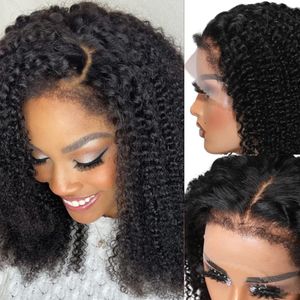 12A 4C Kinky Randen Pruik 13X4 Lijmloze Afro Kinky Krullend Kanten Voorkant Pruiken Echt haar met Krullend Babyhaar HD Transparant Kant Frontale Pruiken met Realistische Haarlijn voor Dames