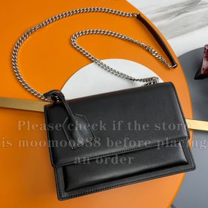 12a geheel nieuwe spiegelkwaliteit ontwerper middellange kettingbox tas 22cm crossbody zonsondergang schoudertassen dames luxe echte lederen handtassen zwarte dame messenger portemonnee