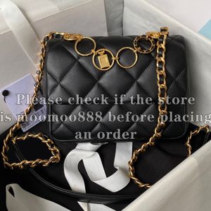 12a All-nieuwe spiegelkwaliteit Designer Mini Coin Flap Bag 17cm Dames Zwart gewatteerde portemonnee Tas Luxurys Echte lederen handtassen Crossbody Schouder Gouden kettingbakken Zakken