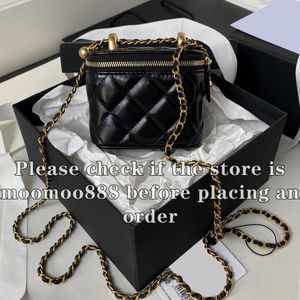 12A All-New Mirror Quality Designer Mini Vanity Case Bags Womens Luxurys sacs à main en cuir authentique en cuir matelassé