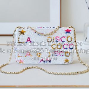 12A Gloednieuwe Spiegel Kwaliteit Designer Rechthoekige Pailletten Flap Bag Kleine 21CM Regenboog Portemonnee Luxe Handtassen Avondtasje Crossbody Schouderketting Boxtassen