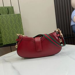 12A geheel nieuwe spiegelkwaliteit ontwerper kleine halve maan hobo tas crossbody schouderriem box tas 24cm dames luxe handtassen mode rood echt lederen portemonnee clutch