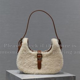 12A Gloednieuwe spiegelkwaliteit Designer kleine hobotas 24,5 cm Dames Shearling Half Moon Bags Luxe handtassen Mode Sac Portemonnee Onderarmschoudertas met doos