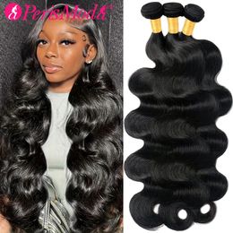 12a Body Wave Bundles Human Heuving 100% Virgin Brésilien tissage Perismoda Natural Black 240401