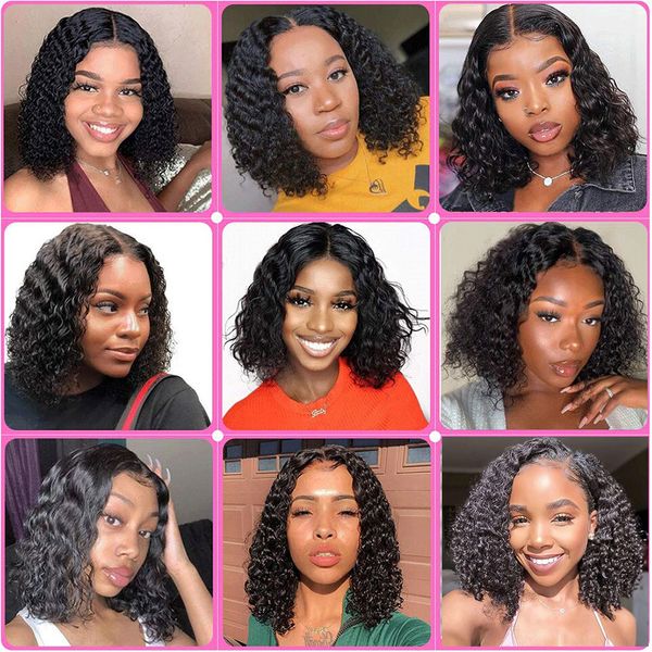 12A Brésilien Water Wave Packles Bundles courts boucles boucles de cheveux humains Faire 100% Extensions de cheveux humains vierges brésiliennes