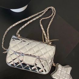12A Luxury 24c CF Mini Silver Star Classic Pure Handmade Handmade Custom Ciaater Bag Bag Neutral Mujer Crossbody Bag Material Bolsa Casual simple