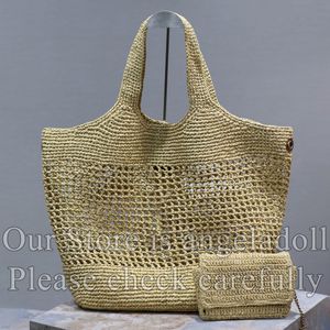 12a Mirror Quality Designer Icare Raffia Tote Bags Dames Summer Beach boodschappentas Luxurys Handtassen Maxi Purse Schouder Composietzakken met kleine zakje