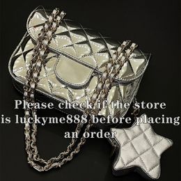 12a Mirror Quality Designer Mini Flap Star Coin Bolso bolso de monedero de 19cm Bolsos acolchados de cuero de patente genuino