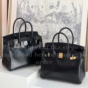 12A Miroir Qualité Designers Entièrement Fait Main Burkins Fourre-Tout Sacs Boîte En Cuir Brillant Personnalisation 25cm 30cm 35cm 40cm Sac Poignée En Cuir Véritable Sac À Main Noir Sac À Main