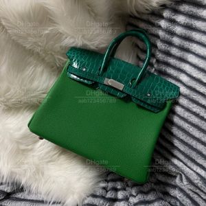 12A Mirror Quality Luxury Classic Designer Sac Woman Hands sac à main tous faits à la main Crocodile Green Green 30cm de grande capacité