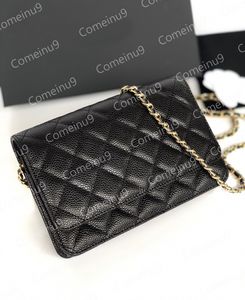 Groothandel originele Caviar Chain Flap Bas Purse Vrouwen Lambsklein Quilted Crossbody Schoudertassen Goud Zilver HW Kleine portemonnees Designer met doos Topkwaliteit