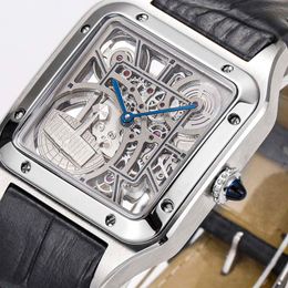 12A El diseñador de la serie Santos Skeleton se asocia con un reloj mecánico completamente automático para hombre Reloj de zafiro en oro rosa de 18 quilates Regalo de Navidad 43 mm