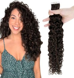 12A Recht Krullend Tape in Extensions Echt haar 1430 inch Naadloze Huid Inslag Natuurlijke Kleur Niet Remy Tape Op 50g20pcspack5214243