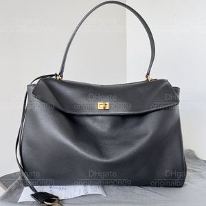 12a Top Mirror Quality Designer Tote Handtassen Alle handgemaakte puur zwart luie stijl originele echte lederen grote capaciteit damestassen luxe handtassen met een voortreffelijke doos.