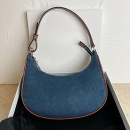 12A Mirador de actualización Mirror Bolsa de diseñador HOBO 24.5cm Bolso pequeño Bolso de hombro azul genuino Bolso de la altura de la axila de cuero Bolsas de lujo para mujeres con caja