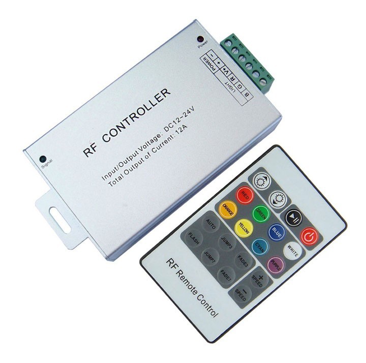 12A sem fio RGB Led RF 20 chaves controle remoto (carcaça de alumínio), controlador DC12V-24V rgb para RGB Strip e Módulo