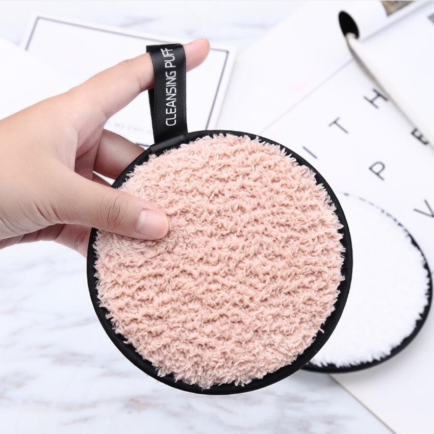 12cm*1,5cm Mjuk mikrofiber Makeup Remover Handduk Ansiktsrengöring Plysch Puff Återanvändbar rengöringsduksdynor Foundation Ansikte Hudvårdsverktyg