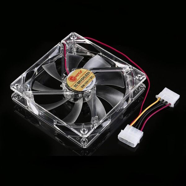 Boîtier transparent pour ordinateur PC sans balais de 12cm, Quad 4, lumière LED bleue/rouge/colorée, ventilateur de refroidissement CPU à 9 pales, 12V, vente en gros