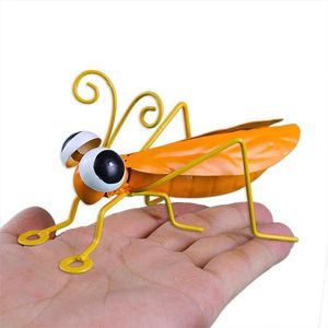 12cm dessin animé métal criquet fourmis ornements simulation insectes figurine statues pour mur jardin cour bureau salle décoration 220721
