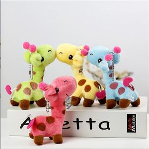 Porte-clés en peluche girafe 12CM, jouets mignons, couleur bonbon, cerf, pendentif en peluche, petite poupée animale de mariage, cadeau de noël