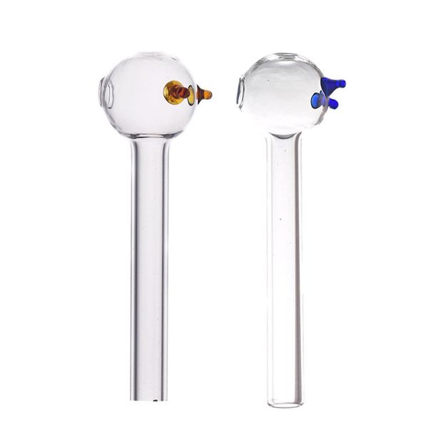 Tuyau de brûleurs à mazout en verre de 12 cm de longueur Tuyaux d'eau en verre Bong avec équilibreur de couleur différente pour fumer le tuyau d'ongle d'huile à la main avec boule de 30 mm